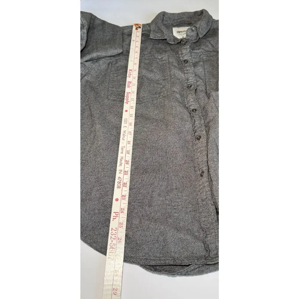 Aerie Womens Button Front Shirt Gray Cotton Long Sleeve Casual Small - Picture 8 of 9